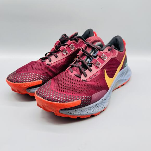 Nike Shoes Mens 11.5 Red Yellow Pegasus Trail 3 Running Mesh Athletic Sneakers - Picture 3 of 10